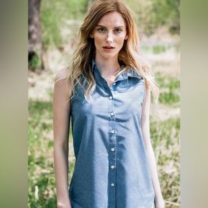 NEW! Tradlands Highland Sleeveless Everyday Chambray Top Size Small